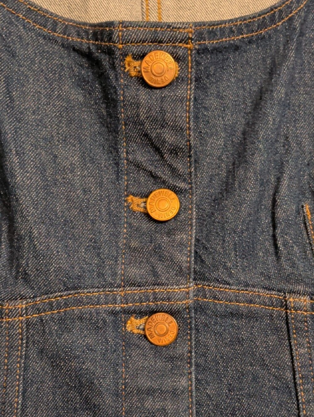 Madewell Light Blue Denim Dress with Contrast Stitching - Picture 3 of 5